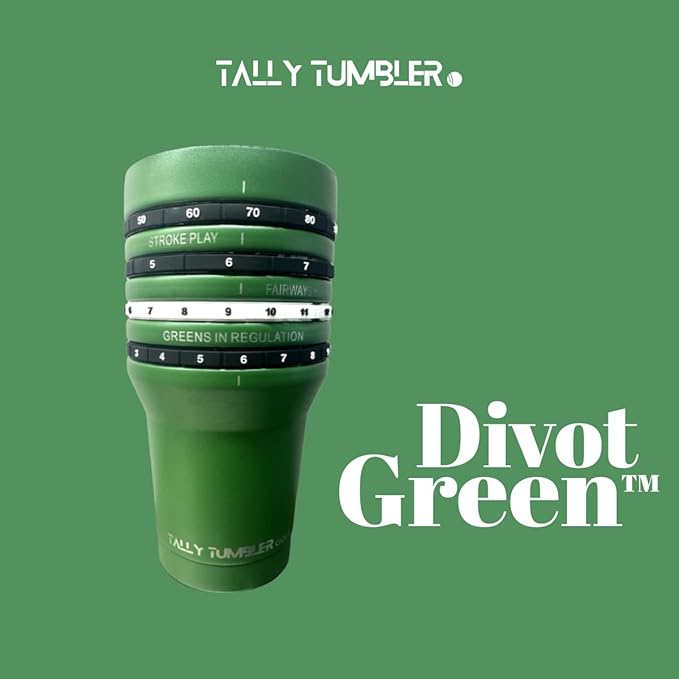 Tally Tumbler Golf Stainless Steel Cup, 30 oz Leak Proof Lid, Double Wall Insulation, Golf Tumbler with Score Keeping Counter (Divot Green)