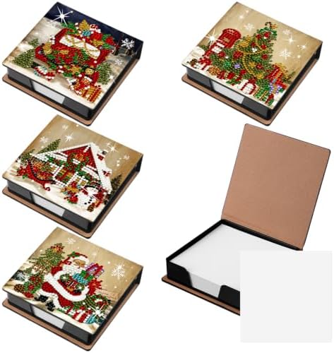 Saillong Christmas 4 Pcs Diamond Painting Note Box Kit Sticky Note Holders