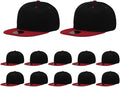 ZH Plain Flat Brim Snapback Baseball Caps Adjustable Blank Baseball Caps Wholesale 12 Pack