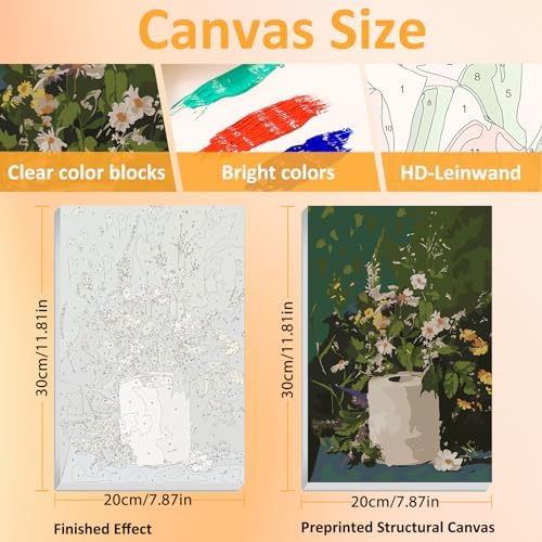 Mandun Bathroom Paint by Numbers Kit for Adults, 3 Pack, 7.8x11.8 inch