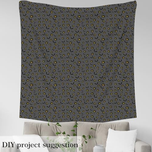 Feelyou Happy Halloween Soft Flannel Fabric by The Yard Kids 5 Yards Stars Printed Pumpkin Lantern Upholstery Fabric for Boys Bat Black Animal Trick or Treat for Home DIY Projects, Indoor Decor