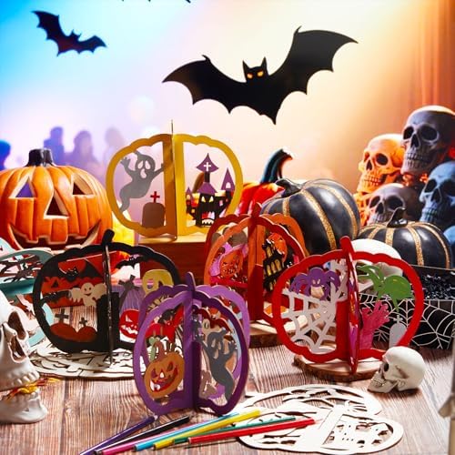 AceOrbit 60 Pcs Halloween Crafts Pumpkin, 4.72 x 3.54 Inch, Various Style