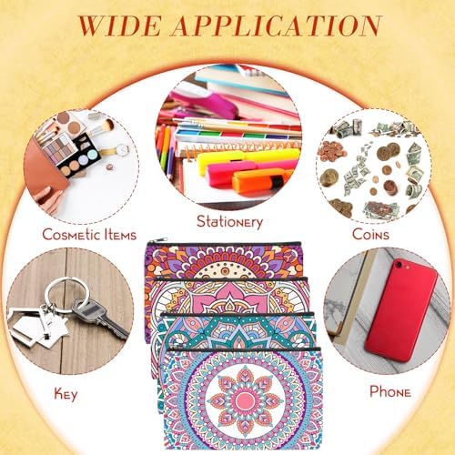 Eccliy 20 Pcs Mandala Canvas Makeup Bag Bulk, Indian Return Gifts for Women