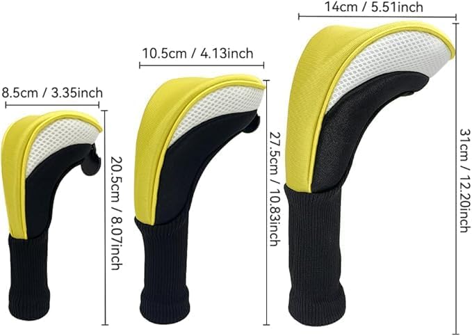 Golf Club Head Covers for Woods 3/4/5/6 Pieces Long Neck Mesh Sports Golf Club Headcovers Set with Interchangeable No. Tags 3 4 5 6 7 X Golf Accessories for Men Women