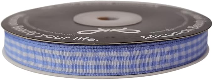 Light Blue Gingham Plaid Checked Ribbon 25 Yard Each Roll 100% Polyester - Image 4