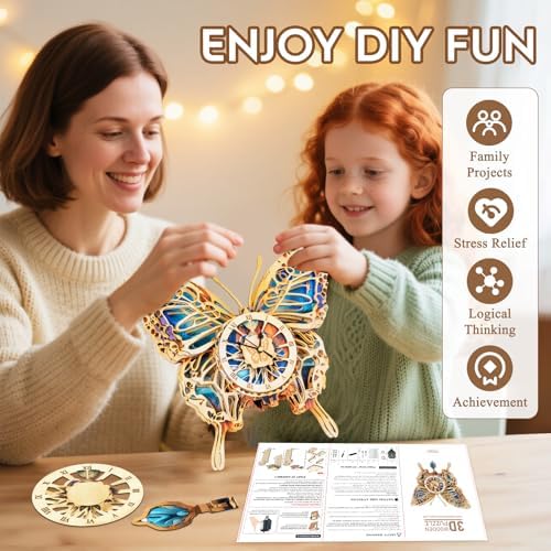 3D Puzzles for Adults Butterfly Puzzle Clock Adult Crafts