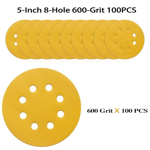 100PCS 5 Inch 8 Hole Sanding Discs 600 Grit - Image 2