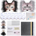 J6&H6 31 Pcs DIY Therian Mask Kit with Exclusive Funny Stickers, Blank Cat Mask,Fabric Sheet, Faux Fur and Eye Mesh Suitable for Christmas Ghost Role-Playing Parties(Grey)