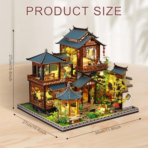 Dollhouse Kit, DIY Miniature House Kit w/LED Ancient Courtyard