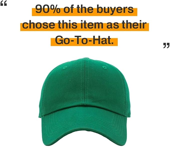 KBETHOS Classic Unisex Cotton Adjustable Low Crown Baseball Cap – Plain Dad Hat