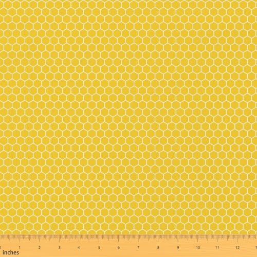Yellow Honeycomb Upholstery Fabric for Chairs Hexagon Beehive Outdoor Fabric by The Yard 36"x63", Simplistic Geometrical Honey Bee Landscape Fabric
