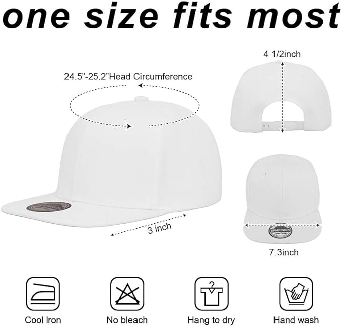 ZH Plain Flat Brim Snapback Baseball Caps Adjustable Blank Baseball Caps Wholesale 12 Pack