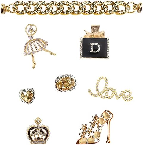 ZOKUZO Chic Bling Shoe Charms Gold and Sliver Designer Jewels Pretty Cute Chains Decorations Accessories for Women Girl Adults
