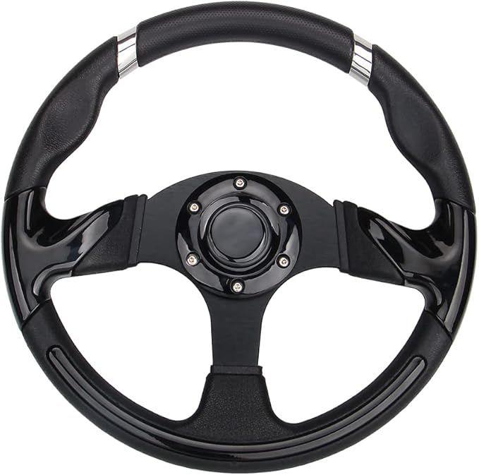 Black Chrome Golf Cart Steering Wheel for Club Car DS and Precedent Yamaha EZGO Steering Wheel with Ergonomic Design…