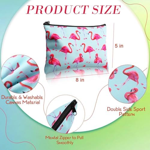 Eccliy 20 Pcs Summer Makeup Bag Cosmetic Bag Canvas Gifts Summer Themed Accessories for Girls Toiletry Pouch with Zipper for Women Party Shopping Home Travel, 8 x 5 Inch