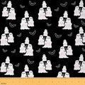 Feelyou Happy Halloween Soft Flannel Fabric by The Yard Kids 2 Yards Cute Ghost Black Bat Animal Upholstery Fabric Black Spooky Trick or Treat for Home DIY Projects, Indoor Decor