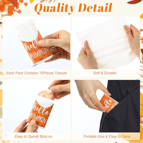 Outus 50 Pack Fall Autumn Thanksgiving Pocket Tissues Travel Size