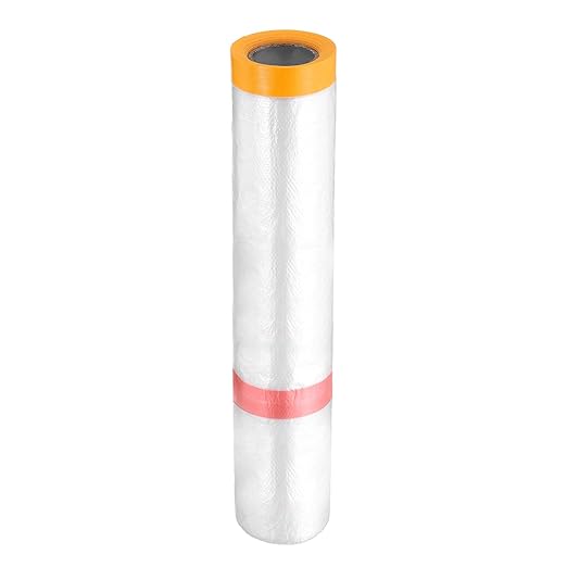 HARFINGTON Pre-Taped Masking Film 157.5" x32.8ft Double Adhesive Tape and Drape by HARFINGTON