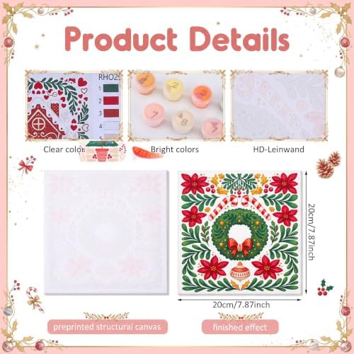 YooNotee 6 Pack Christmas Paint by Numbers Kit for Adults Nordic Winter Theme Canvas Painting Set 8 x 8 Inch with Acrylic Paints Brushes Easels, Holiday DIY Art Craft
