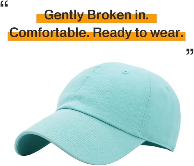 KBETHOS Classic Unisex Cotton Adjustable Low Crown Baseball Cap – Plain Dad Hat