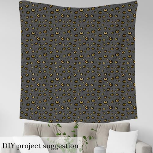 Feelyou Halloween Theme Soft Flannel Fabric by The Yard Kids 1 Yard Pumpkin Lantern Upholstery Fabric for Chairs Bat Black Animal Trick or Treat for Home DIY Projects, Indoor Decor