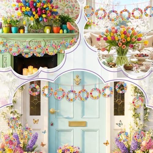 Hollowfly 48 Sets Flower Wreath Craft Kits DIY Wreath Seasonal Activities