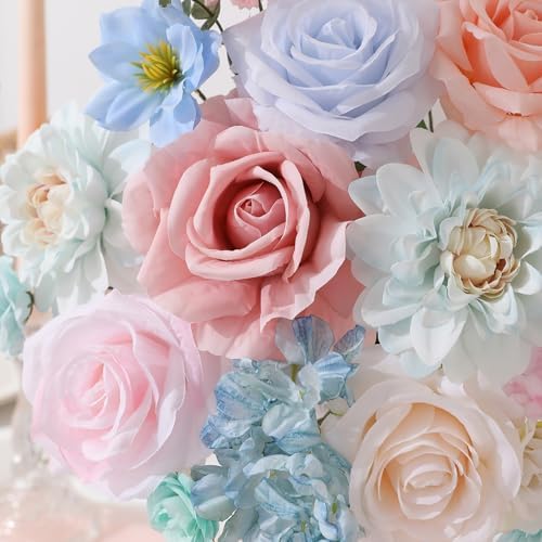 Floweroyal Artificial Flowers Fake Rose Flowers Dahlia with Stems for DIY Wedding Bridal Bouquets, Baby Shower, Floral Arrangement, Table Centerpieces, Home Decorations