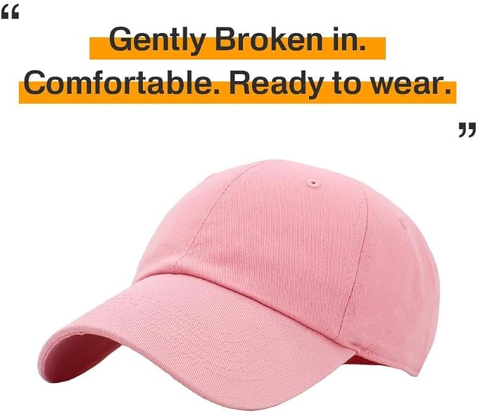 KBETHOS Classic Unisex Cotton Adjustable Low Crown Baseball Cap – Plain Dad Hat