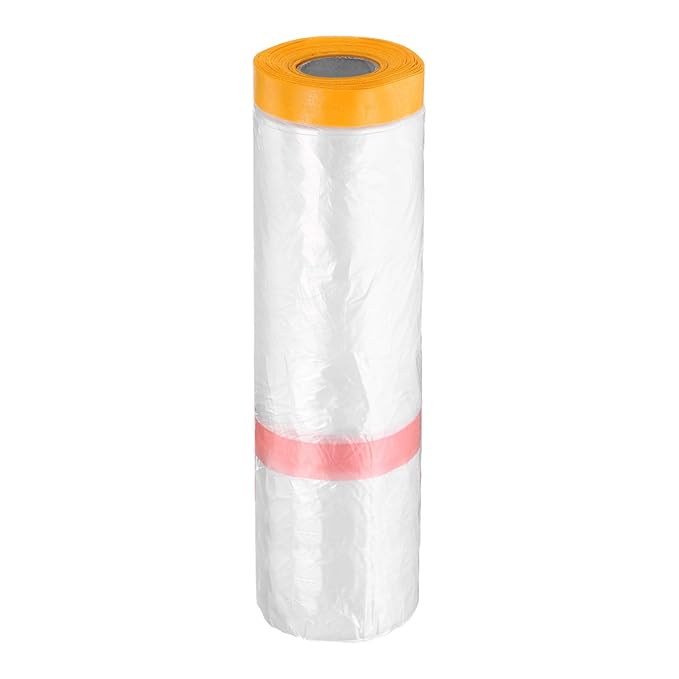HARFINGTON Pre-Taped Masking Film 78.7" x65.6ft Double Adhesive Tape and Drape by HARFINGTON