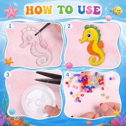 Dunzoom 30 Set Under the Sea Suncatcher Craft Kit Paint Summer 10 Designs