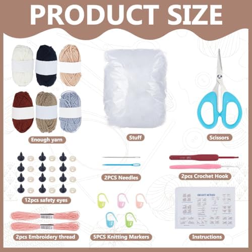 ORIGACH 6 Set Halloween Bat Crochet Kit for Beginners, DIY Cute Amigurumi Yarn Set with Video Guide, Yarn & Tools, Complete Crochet Starter Pack, Crocheting Gifts for Halloween Decor