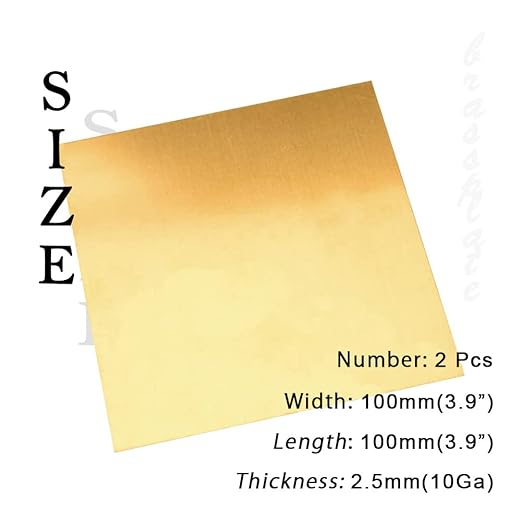 10 Gauge Brass Sheet，H62 Brass Plates Metal 0.098" Thickness x 3.9" Width x - Image 2