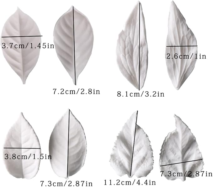 KALAIEN 8Pcs Sugar Paste Leaf Veiners Fontant Mold Fondant Silicone Leaf - Image 2
