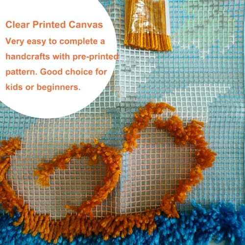 YOOTOM Latch Hook Rug Kits for Adults,DIY Embroidery Crochet Hook Mini Rug Tapestry Set with Color Pre-Printed Canvas,Home Decor Festival Gift Fox 12x12inch