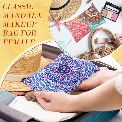 Eccliy 20 Pcs Mandala Canvas Makeup Bag Bulk, Indian Return Gifts for Women