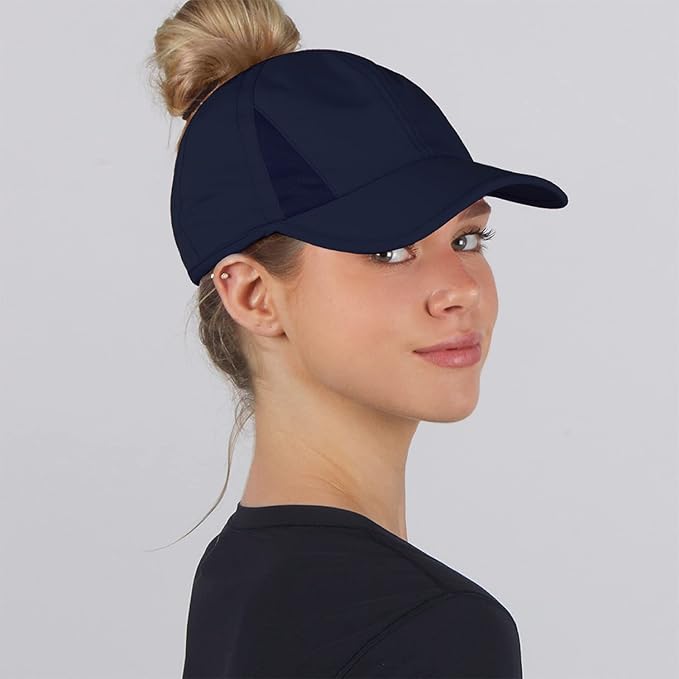 Ponyflo Women’s Ponytail Baseball Cap, Patented Active Feather-Light Hat with Open Back
