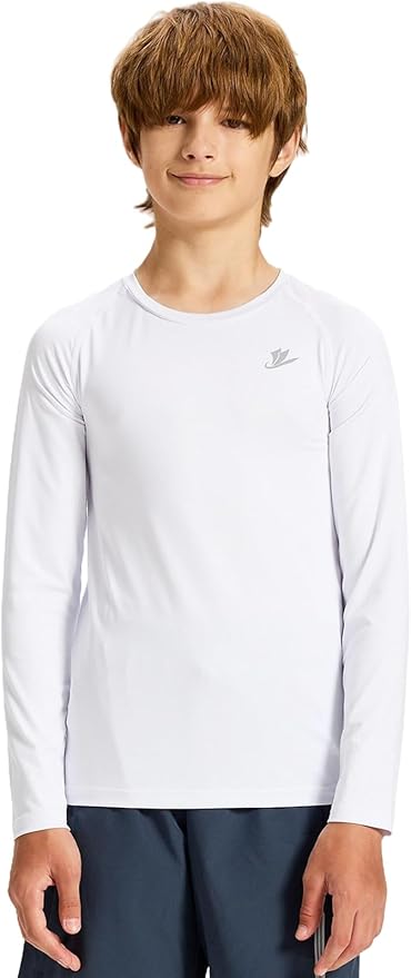 DEVOROPA Youth Boys Compression Thermal Shirt Long Sleeve Kids Fleece Baselayer Soccer Baseball Undershirt Slim/Regular/Husky