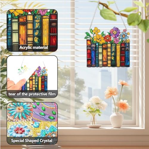 AIBOERL Diamond Art Kits for Adults, Books Acrylic Hanging Suncatcher