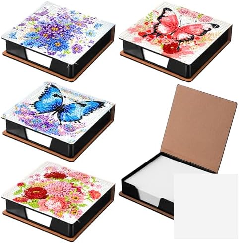 Saillong Butterfly 4 Pcs Diamond Painting Note Box Kit Sticky Note Holders