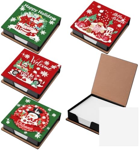 Saillong 4 Pcs Diamond Painting Note Box Kit Sticky Note Holders
