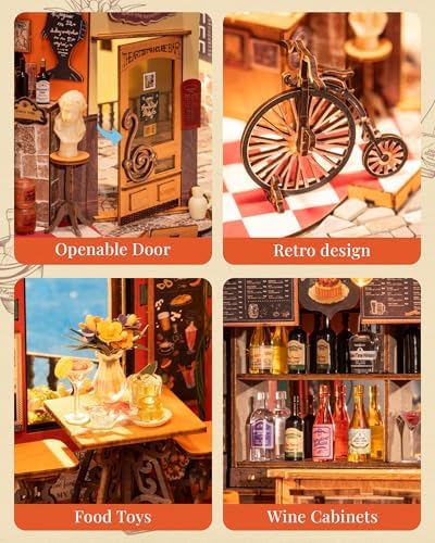 Rolife DIY Miniature House Kit Cheers Bar Dining, 3D Book Nook Bookshelf Decor for Adults, Mini Model House Kits, DIY Crafts Kit Halloween for Adults (Cheers Bar Dining)