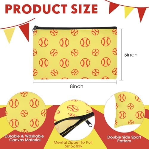 Eccliy 20 Pcs Softball Makeup Bags Bulk Sport Team Gifts Softball Cosmetic Bag Accessories for Women Toiletry Zipper Pouch Travel Canvas Gifts Stuff for Party Team Players Lover