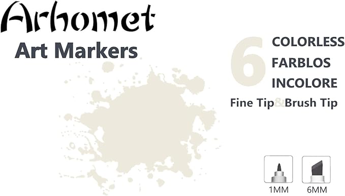6pcs Colorless Alcohol Markers Set, Blender Blending Clear Markers Dual Tips - Image 5