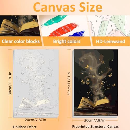 Mandun Book Paint by Numbers Kit for Adults, 3 Pack, 7.8x11.8 inch