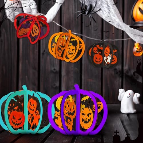 Yalikop 72 Pcs Halloween Kids Wood Crafts, 4.7 x 4 in, Pumpkin