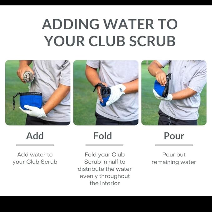 Club Scrub Towel Pro, Golf Club and Ball Cleaning Pouch with Attached Towel, Waterproof Exterior, Clean Face Technology Liner, Machine Washable, Cleans Club Grooves, Waffle-Weave Microfiber