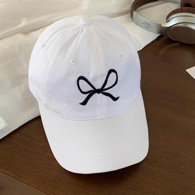 Trendy Bow-Tie Baseball Cap for Women and Men Trucker Hats Y2k Adjustable Fashion Sun Hat with Visor for Hiking & Travel