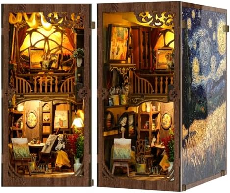 Book Nook Kit - DIY Miniature House Kit 3D Wooden Doll House DIY Book Nook Kits for Adults Creative Gift for Teens and Friends