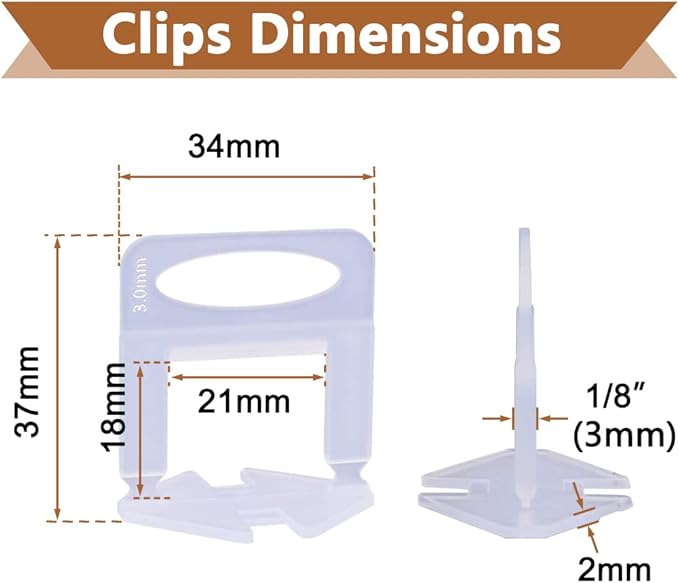 600 PCS Tile Leveling System Clips 1/8'' 600-Piece Tiles Leveler Spacers Tool - Image 3