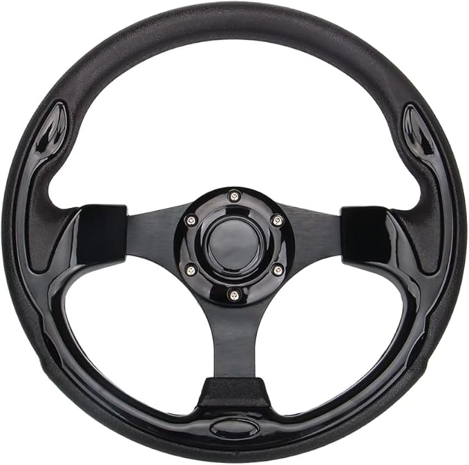 12.5inch Bright Black Golf Cart Steering Wheel with Ergonomic Design Universal Fit for Golf Cart Club Car EZGO RXV & TXT, Yamaha, Precedent Tempo, DS